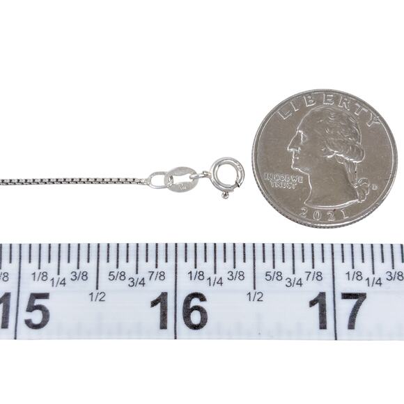 Estate Italy Sterling Silver 925 Box Chain Necklace 16.5" - Picture 2 of 3